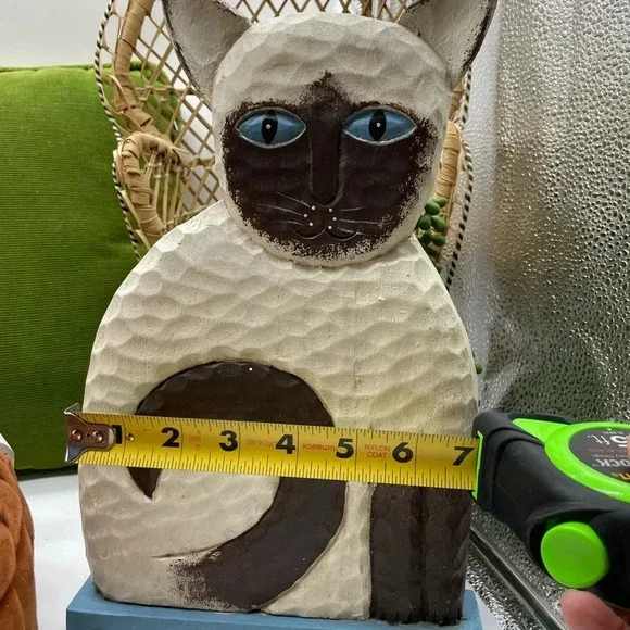 Vintage Large Carved Wooden Siamese Cat - Picture 3 of 3